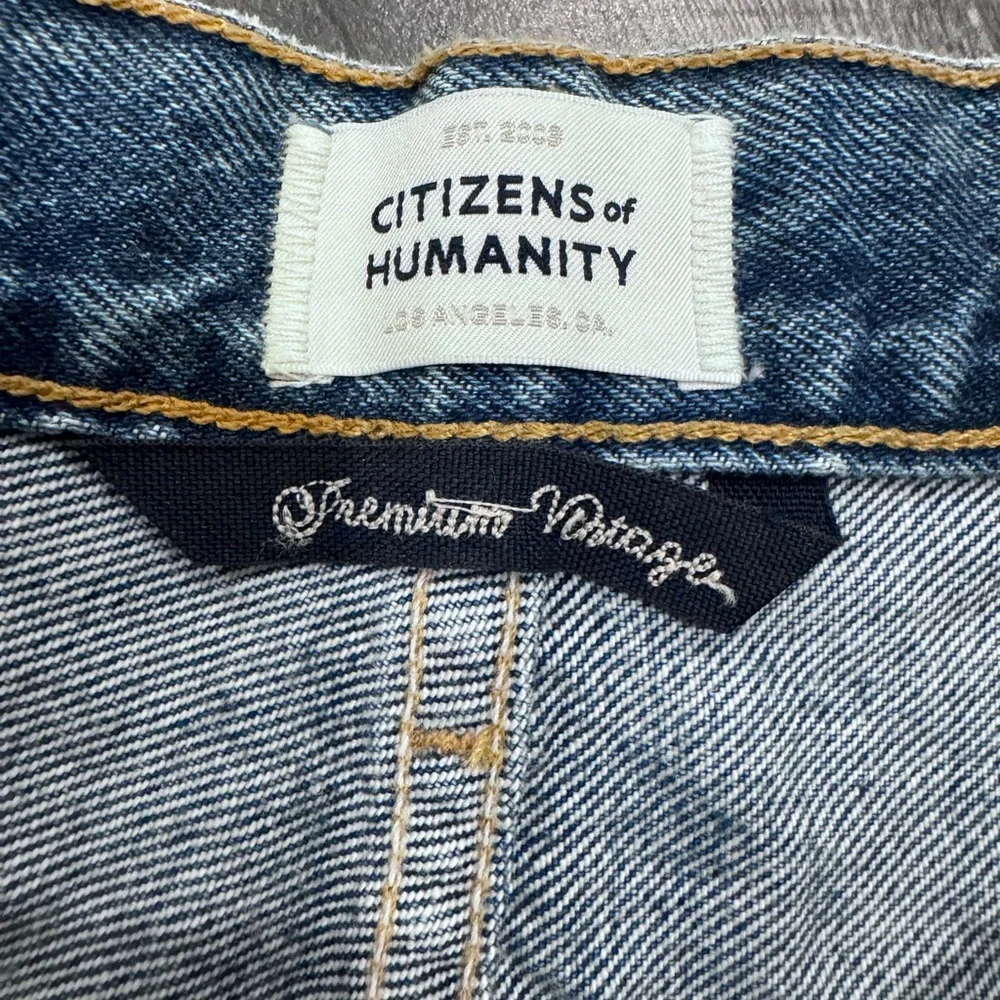 Citizens Of Humanity Womens Blue Franca Pleated‎ Baggy Jean Shorts Size 31